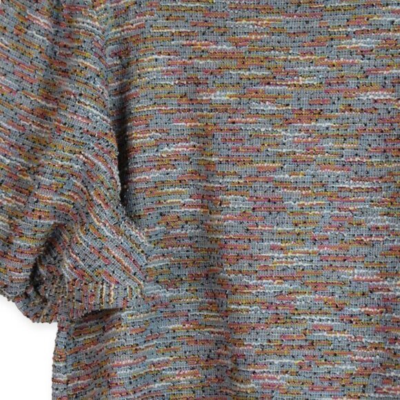 Loft Top S Womens Knit Multicolor 3/4 Sleeve Cotton Blend Boho Round Neck - Picture 2 of 8